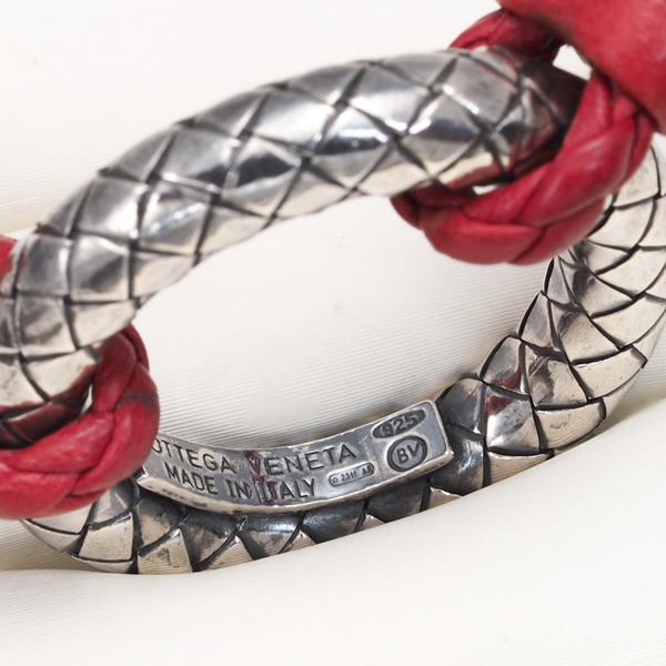 ボッテガヴェネタ ネックレス イントレチャート レッド シルバー 925/レザー BOTTEGA VENETA（ボッテガ・ヴェネタ） ネックレス イントレチャート