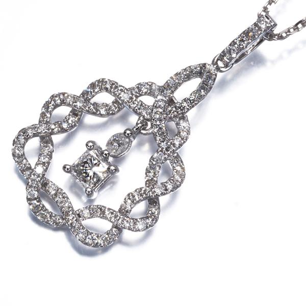 ダイヤ ダイヤモンド 0.23ct/0.47ct プリンセスカット ネックレス 