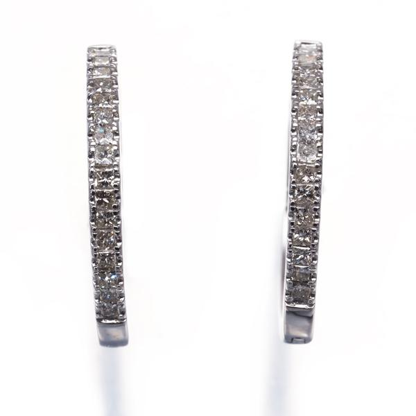 ダイヤ ダイヤモンド 0.25ct/0.25ct フープ ピアス K18WG GENJ  