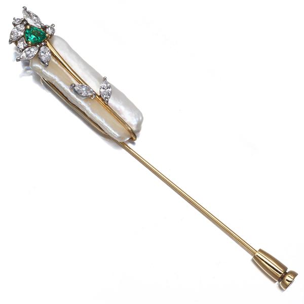 本真珠とエメラルドのブローチ　ペンダントトップ　シルバー製　美品 Amazon.co.jp: マルチカラー艷やか本真珠16珠 シルバーリーフぶどう