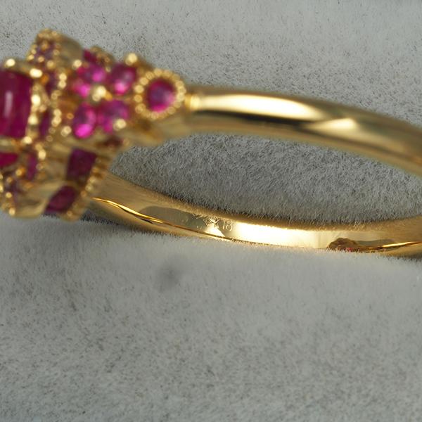 GSTV リング ルビー 0.90ct ミルグレイン 13号 K18YG ソーティング