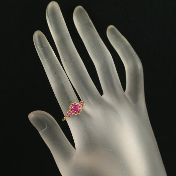 GSTV リング ルビー 0.90ct ミルグレイン 13号 K18YG ソーティング