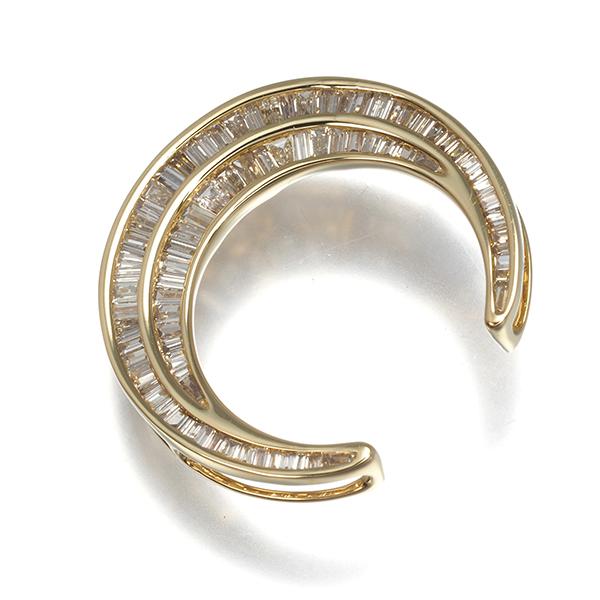 GSTV ペンダントトップ ダイヤ ダイヤモンド 0.74ct ムーン バゲット