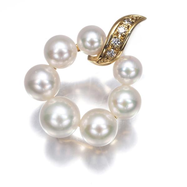 Pt 本真珠ペンダントトップ・ダイヤモンド MIKIMOTO ミキモト ペンダントトップ パール 真珠 4.2-5.7mm