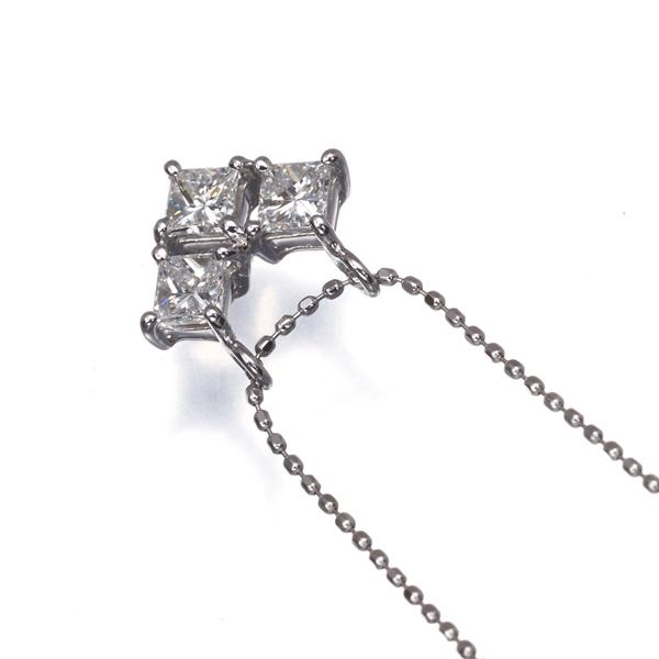 ダイヤ ダイヤモンド 0.65ct プリンセスカット ネックレス K18WG GENJ 
