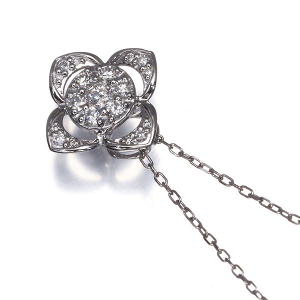 ダイヤ ダイヤモンド 0.27ct フラワー ネックレス Pt950/Pt850