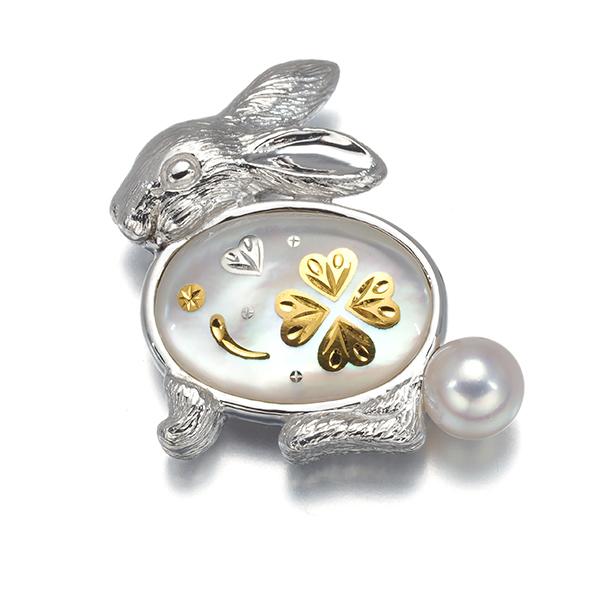 MIKIMOTO（ミキモト） ブローチ シェル ピクウェ ウサギ アニマル ピン