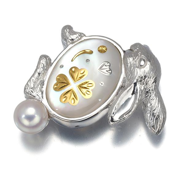 MIKIMOTO（ミキモト） ブローチ シェル ピクウェ ウサギ アニマル ピン