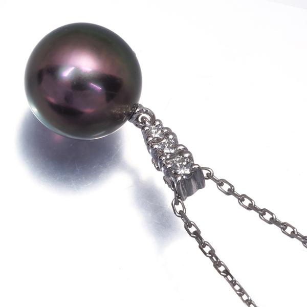 MIKIMOTO（ミキモト） ネックレス ブラックパール 真珠 10.7mm ダイヤ