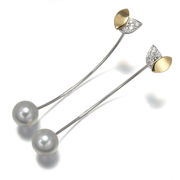 TASAKI タサキ ピアス パール 真珠 7.7mm ダイヤ ダイヤモンド 0.08ct  