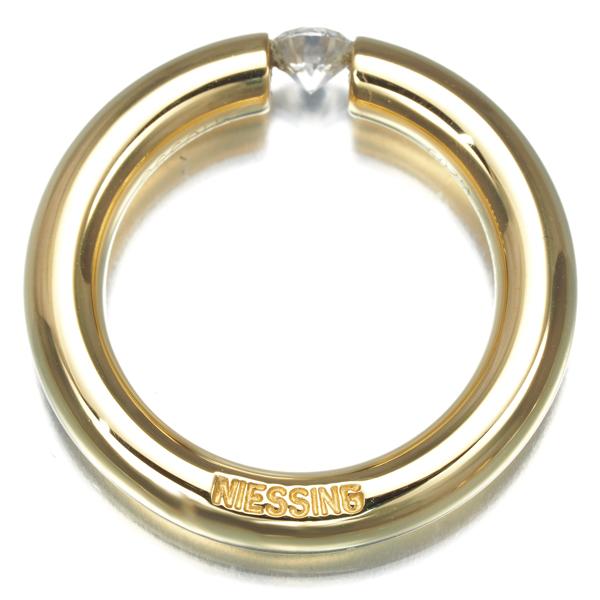20K&ダイヤ イニシャル『N』リング　ユーズド品12号 ニーシング リング ダイヤ ダイヤモンド 0.209ct シュパンリング