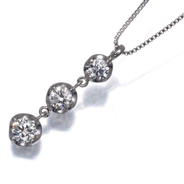ヴァンドーム ネックレス ダイヤ 0.44ct 3P Pt950/Pt850 BLJ/GENJ 限界値下げ品