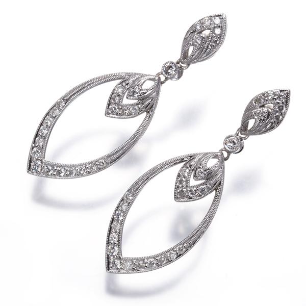 ダイヤ ダイヤモンド 0.36ct/0.36ct クラシック ミルグレイン ピアス 