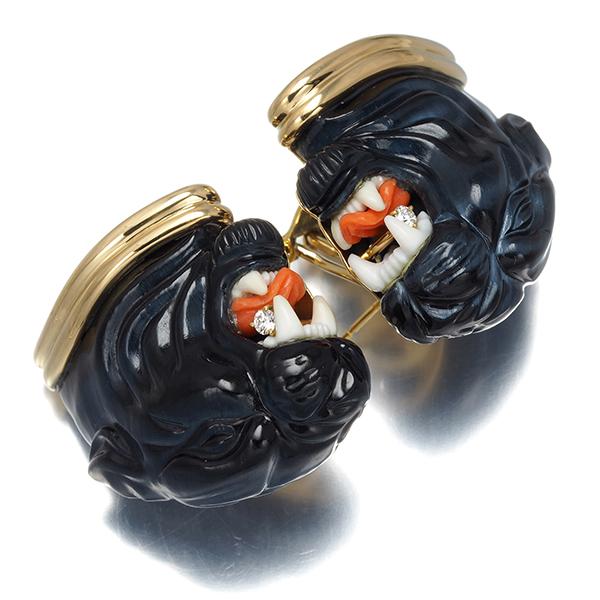 ホークスアイ ダイヤ ダイヤモンド 0.03ct/0.03ct 珊瑚 サンゴ 豹 ヒョウ パンサー アニマル ピアス K18YG ソーティングGENJ 限界値下げ品 |  | 01