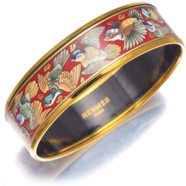 HERMES（エルメス） ブレスレット エマイユ 鳥 GM バングル 箱BLJ