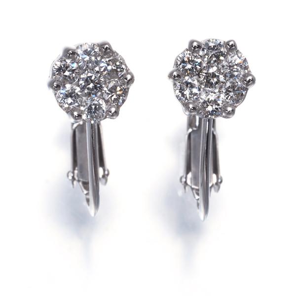 ダイヤ ダイヤモンド 0.25ct/0.25ct パヴェ イヤリング K14WG GENJ 