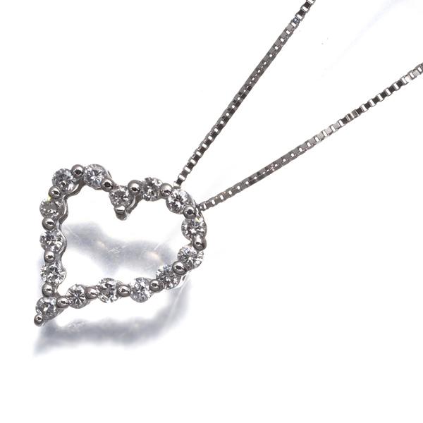 ダイヤ ダイヤモンド 0.30ct ハート ネックレス Pt900/Pt850 GENJ 大幅 