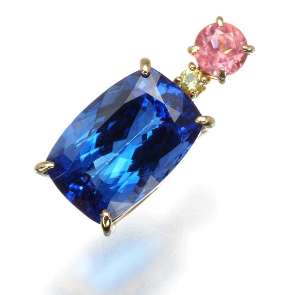 タンザナイト 5.19ct ロードクロサイト 0.37ct ペリドット ペンダントトップ K18YG ソーティングGENJ |  | 06