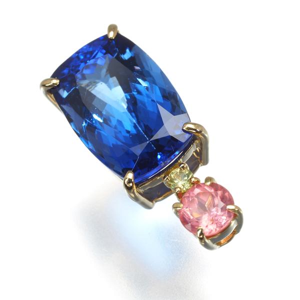 タンザナイト 5.19ct ロードクロサイト 0.37ct ペリドット ペンダントトップ K18YG ソーティングGENJ |  | 02