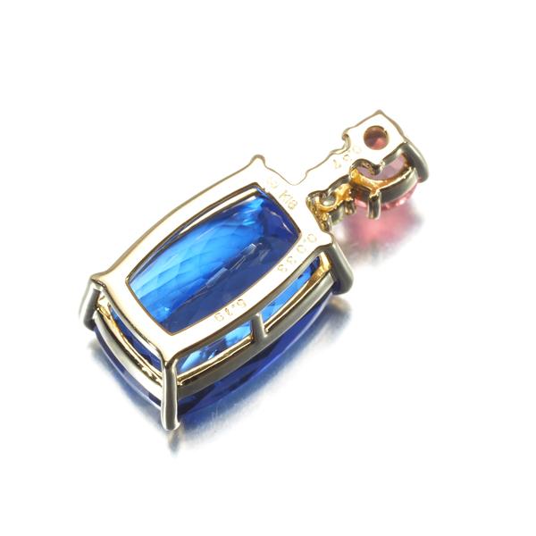 タンザナイト 5.19ct ロードクロサイト 0.37ct ペリドット ペンダントトップ K18YG ソーティングGENJ |  | 03