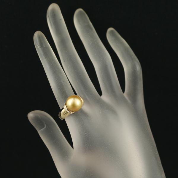 1744 タサキパールダイヤリングK18YGイエローゴールド11号7.5mm 1744