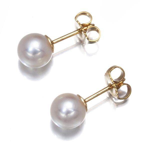 TIFFANY&Co. ティファニー ピアス パール 真珠 7.2mm 一粒 K18YG BLJ  