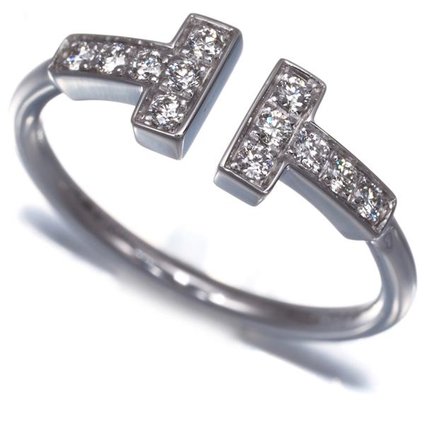 【こっちゃん】ティファニー Tワイヤー ダイヤ WGリング 9号 こっちゃん様専用】ティファニー Tワイヤー ダイヤ WGリング 9号