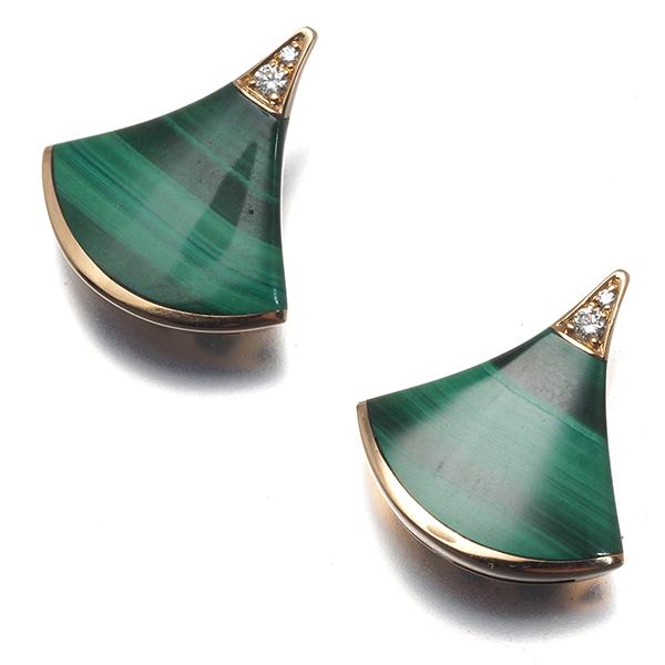 BVLGARI ブルガリ ピアス マラカイト ダイヤ ダイヤモンド ディーヴァ  