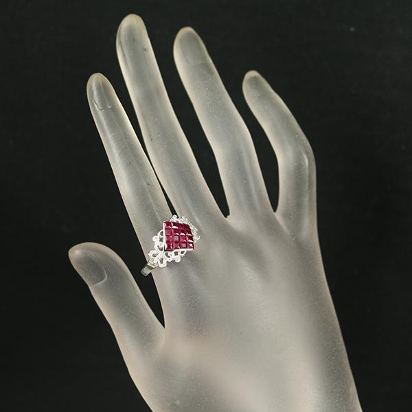 ルビー ダイヤ ダイヤモンド 0.20ct ミステリーセッティング リング 