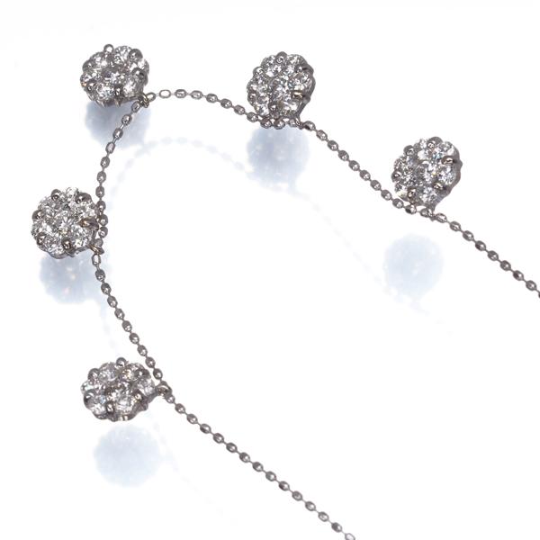 ダイヤ ダイヤモンド 1.00ct フラワー ステーション ネックレス K18WG