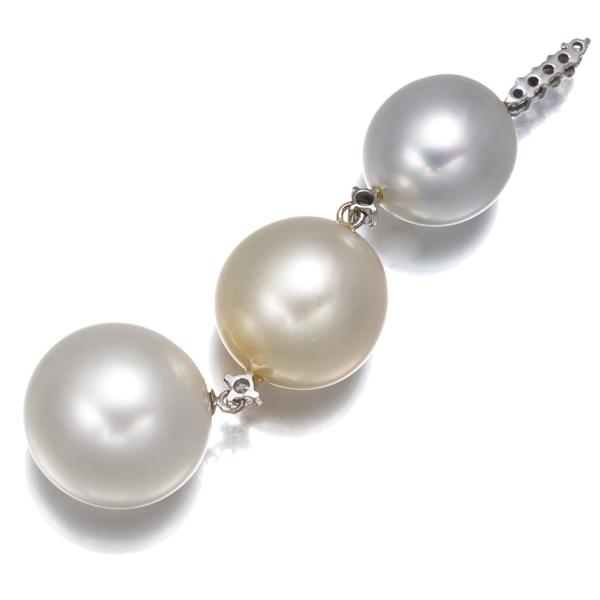 パール 真珠 11.8-14.3mm ダイヤ ダイヤモンド 0.08ct ペンダントトップ K18WG GENJ 大幅値下げ品_2
