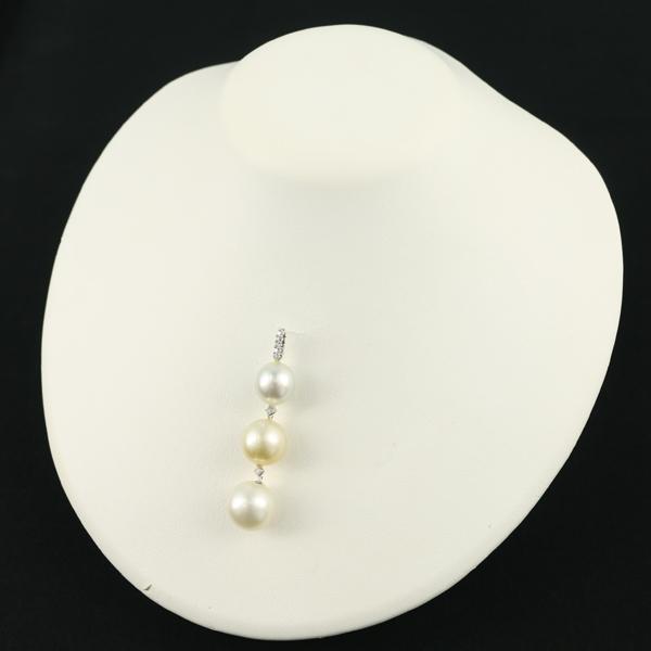 パール 真珠 11.8-14.3mm ダイヤ ダイヤモンド 0.08ct ペンダントトップ K18WG GENJ 大幅値下げ品_3