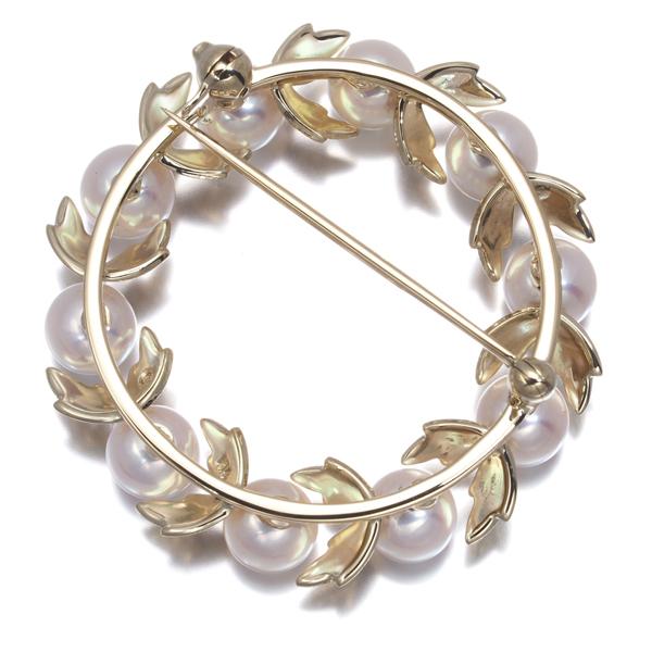 MIKIMOTO（ミキモト） ブローチ パール 真珠 5.5mm リーフ リース