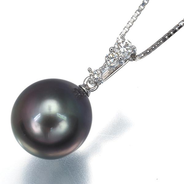 TASAKI（タサキ） ネックレス ブラックパール 真珠 10.9mm ダイヤ 