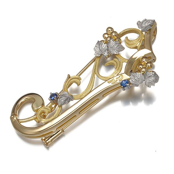 As Time ブローチ兼ペンダントトップ サファイア ダイヤ ダイヤモンド