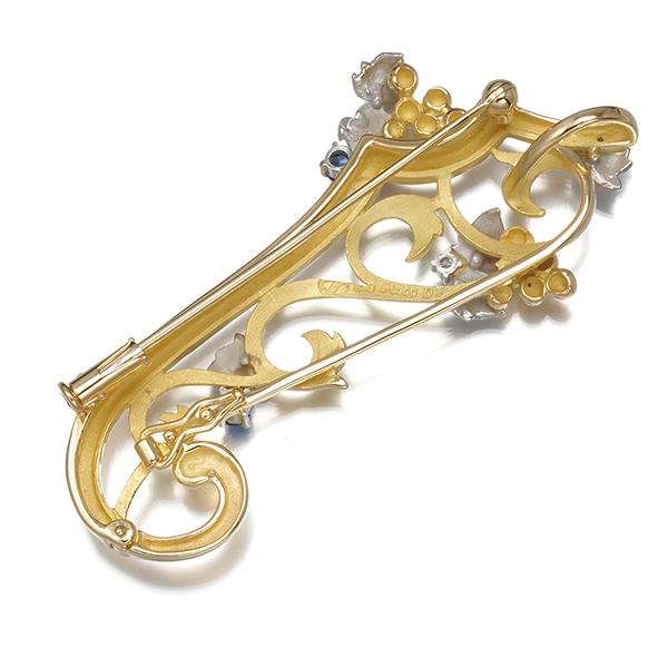 As Time ブローチ兼ペンダントトップ サファイア ダイヤ ダイヤモンド