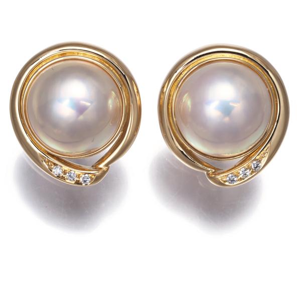 TASAKI（タサキ） イヤリング パール マベ真珠 13.3mm ダイヤ 