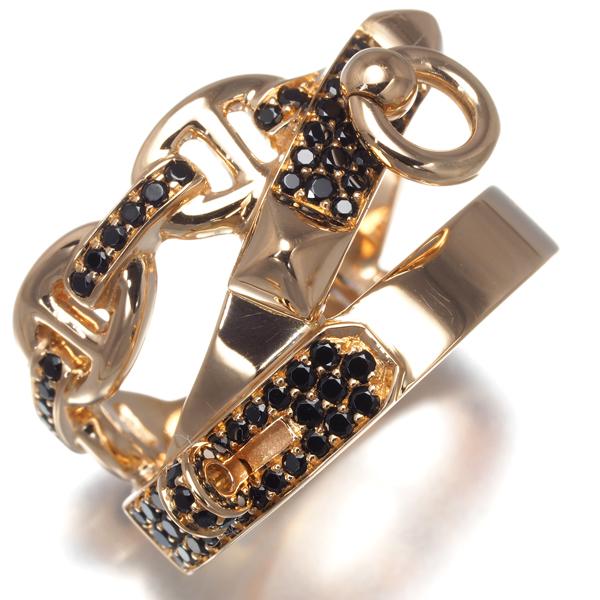 ！美品！　エルメス　リング　ブラック　シルバー HERMES（エルメス） 極 美品 ブックルセリエ ベルトリング シルバー925