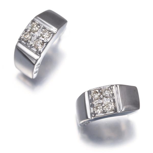ダイヤ ダイヤモンド 0.05ct/0.05ct ピアス K18WG GENJ : グリーバー