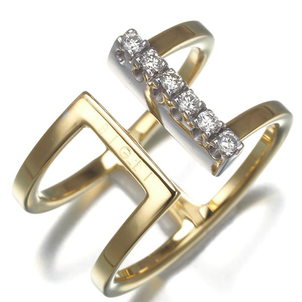 ビグリ リング ダイヤ ダイヤモンド コンビカラー 11号 K18YG/WG 指輪