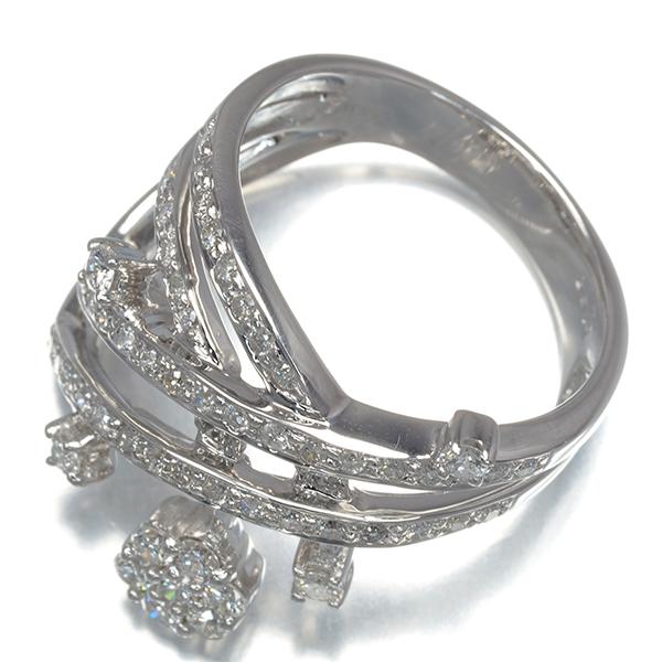 ダイヤ ダイヤモンド 0.75ct フラワー リング K18WG 指輪 GENJ 限界 