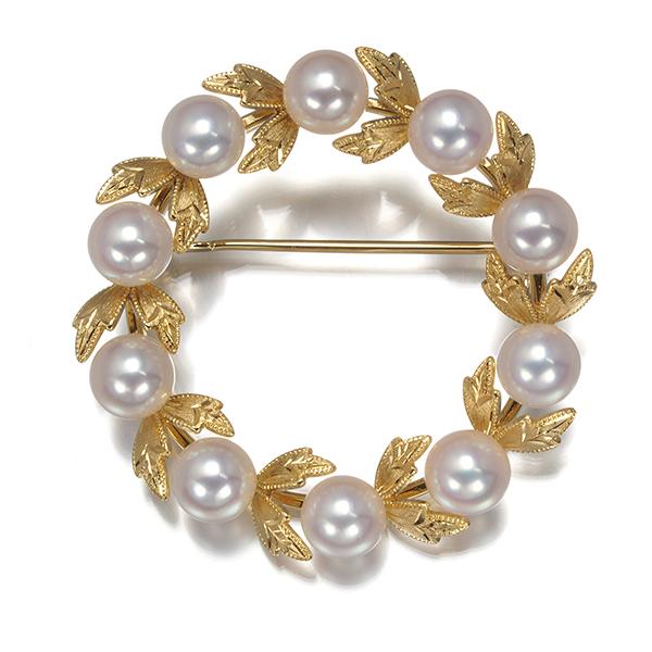 MIKIMOTO（ミキモト） ブローチ パール 真珠 5.8mm リーフ サークル