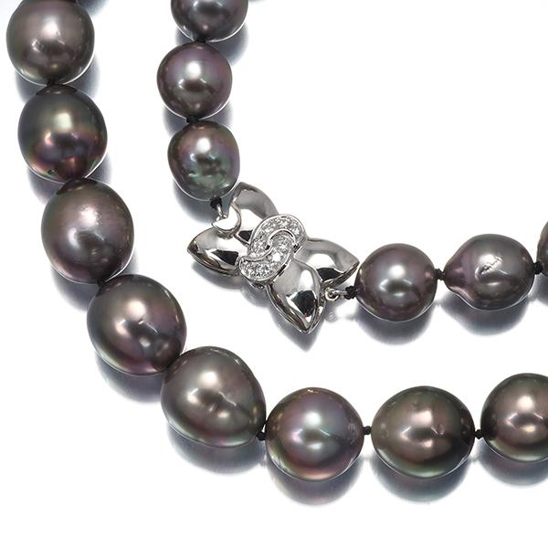 TASAKI（タサキ） ネックレス ブラックパール 真珠 9.7-12.7mm ダイヤ 