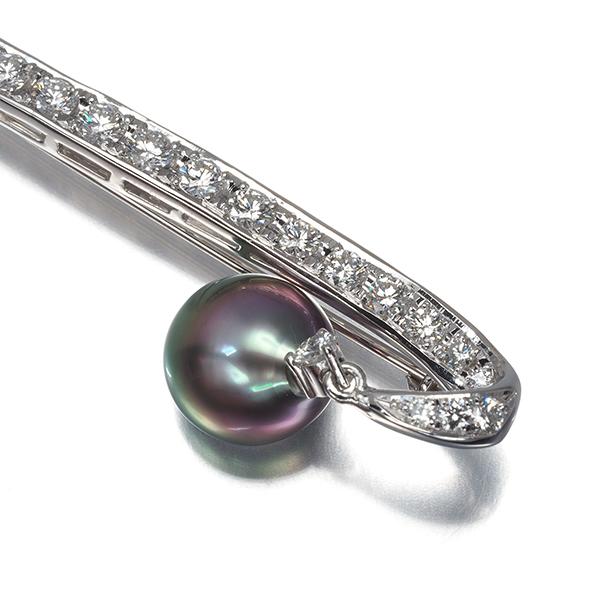 TASAKI タサキ ブローチ ブラックパール 真珠 10.0mm ダイヤ ダイヤモンド 1.05ct 揺れる Pt900 BLJ_2