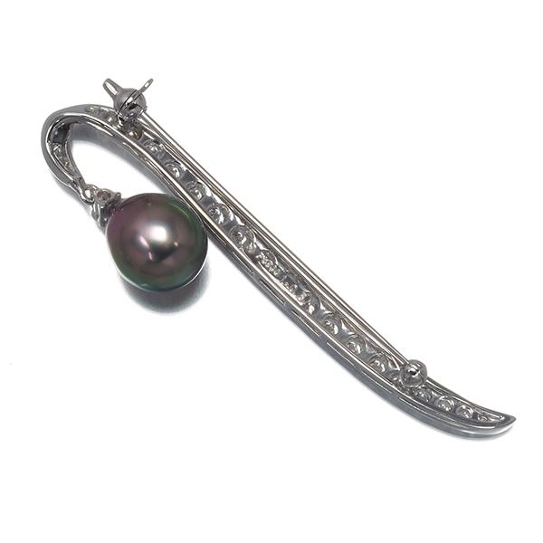 TASAKI タサキ ブローチ ブラックパール 真珠 10.0mm ダイヤ ダイヤモンド 1.05ct 揺れる Pt900 BLJ_3