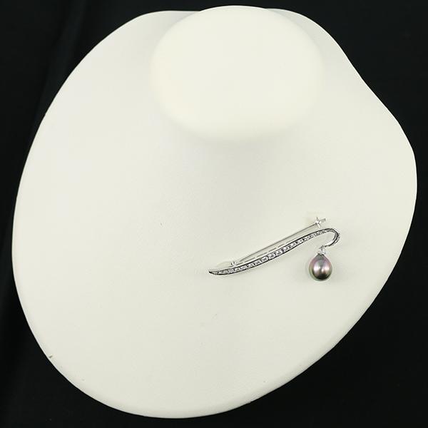 TASAKI タサキ ブローチ ブラックパール 真珠 10.0mm ダイヤ ダイヤモンド 1.05ct 揺れる Pt900 BLJ_5