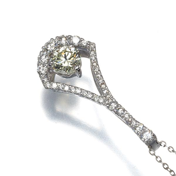 ダイヤ ダイヤモンド 0.512ct/0.43ct ネックレス K18WG GENJ 限界 