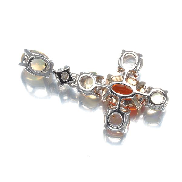 オパール 1.448ct ダイヤ ダイヤモンド 0.041ct クロス 揺れる 