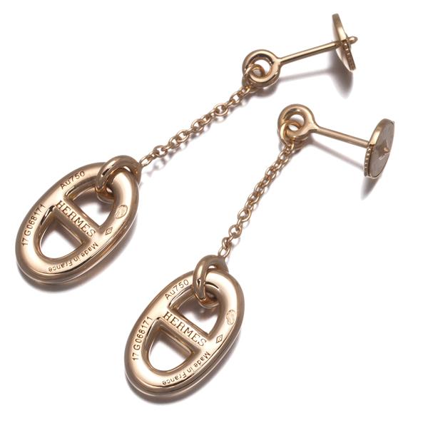 HERMES（エルメス） ピアス シェーヌダンクル K18PG BLJ : グリーバー