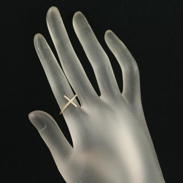 ダイヤ ダイヤモンド 0.13ct クロス リング K18YG 指輪 GENJ